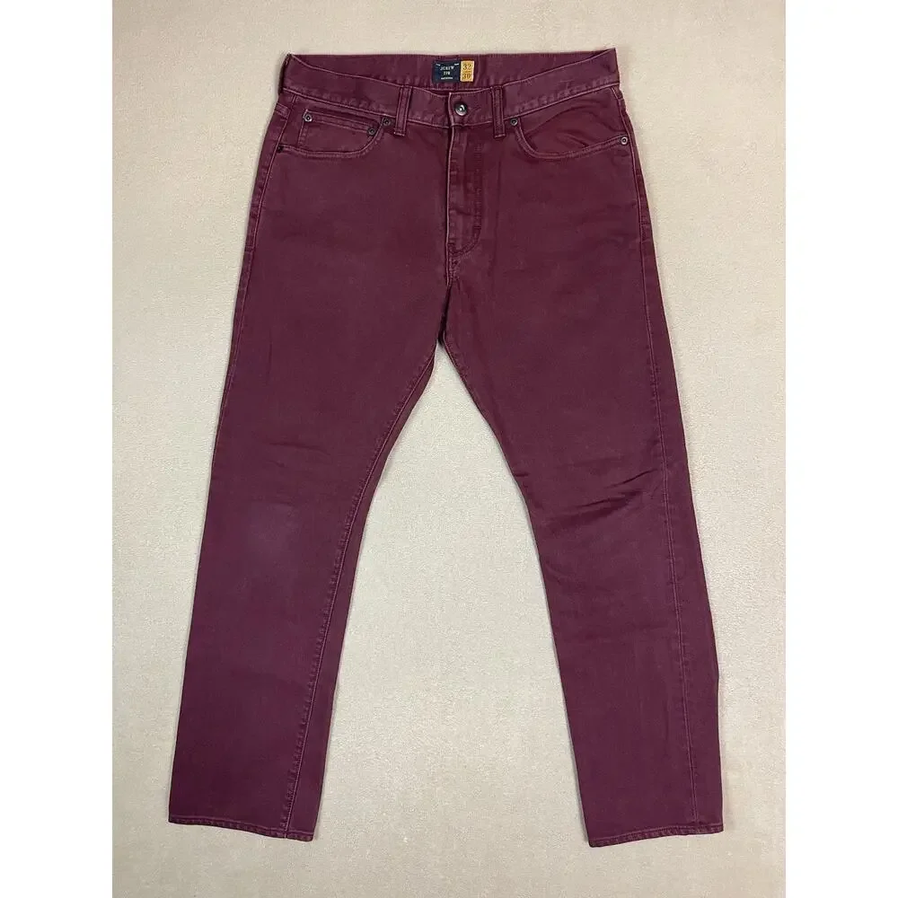J Crew 770 Pants Mens 32x30 Burgundy Corduroy Straight Leg Mid Rise Regular Fit
